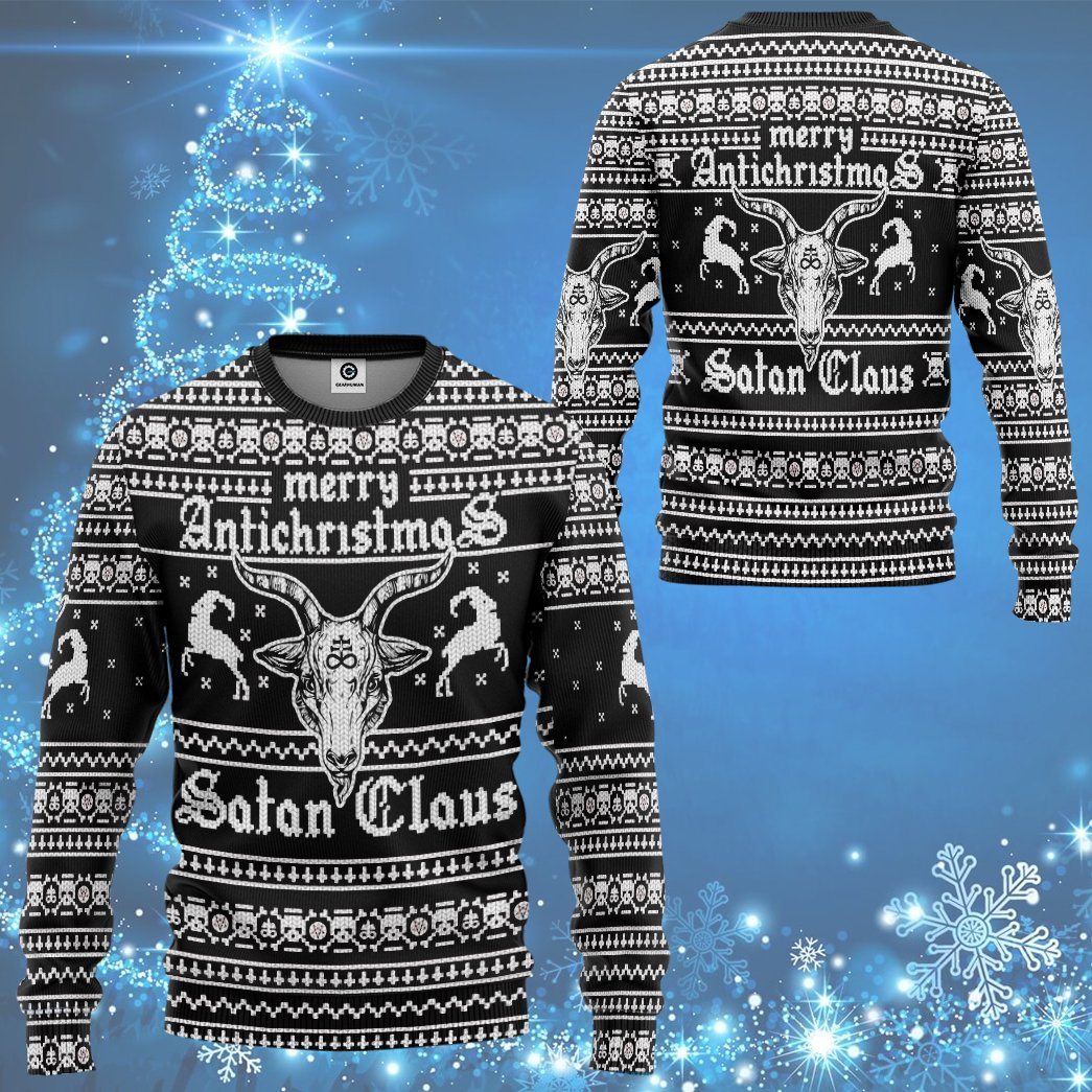 Gearhuman 3D Antichristmas Satan Claus Ugly Christmas Sweater Custom Sweatshirt Apparel GV09106 Sweatshirt 