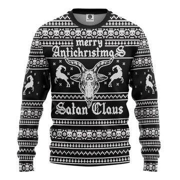 Gearhumans 3D Antichristmas Satan Claus Ugly Christmas Sweater Custom Sweatshirt Apparel