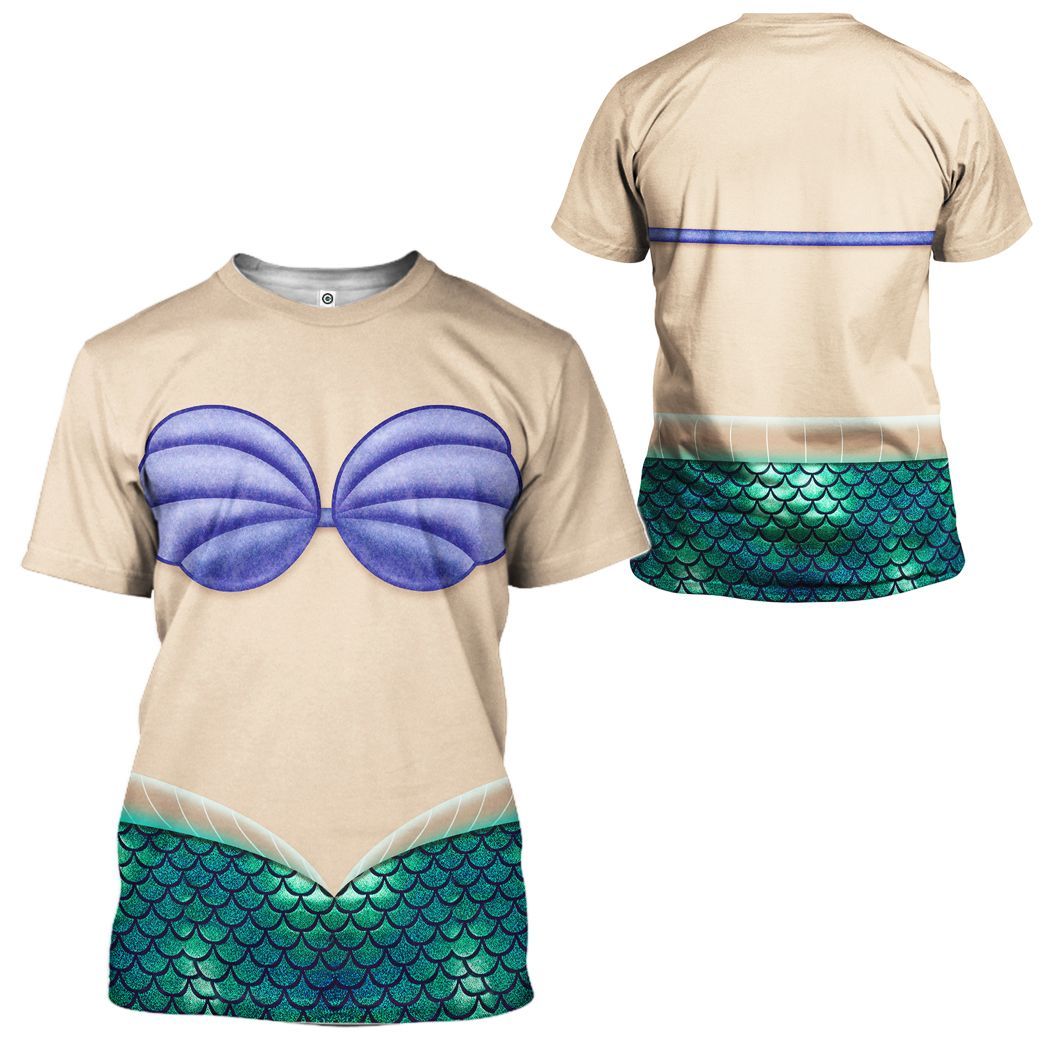 Gearhuman 3D Ariel Mermaid Custom Tshirt Hoodie Appreal CC24111 3D Apparel 