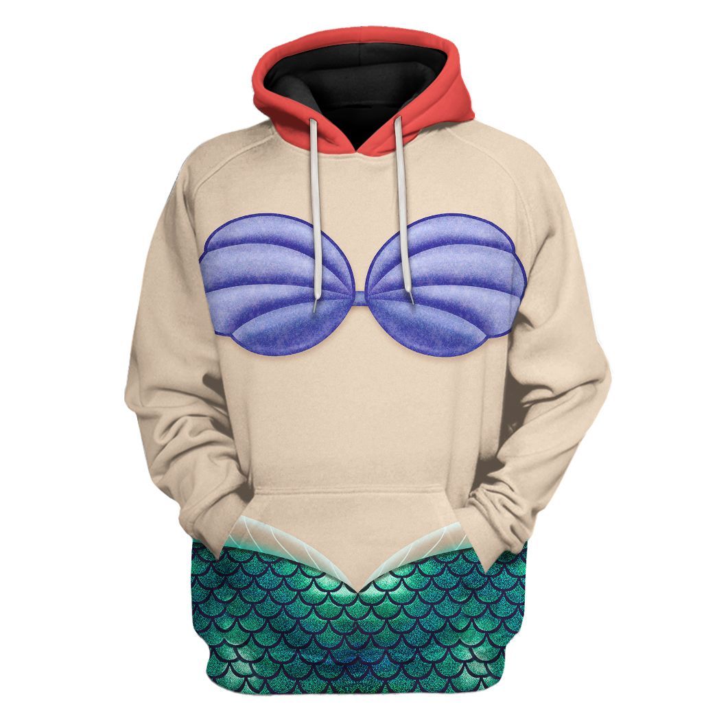 Gearhuman 3D Ariel Mermaid Custom Tshirt Hoodie Appreal CC24111 3D Apparel Hoodie S 