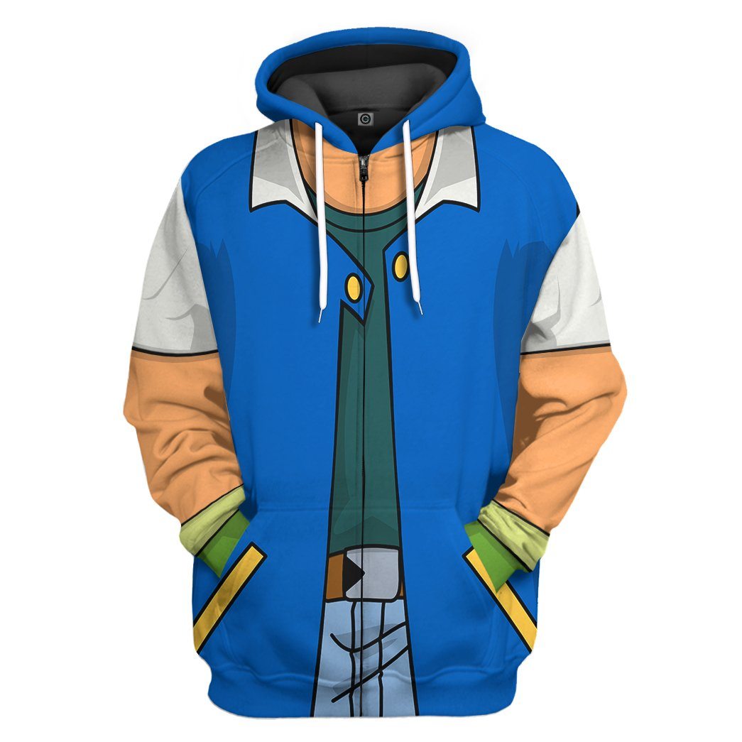 Gearhuman 3D Ash Pokemon Costume Tshirt Hoodie Apparel GK19025 3D Apparel Zip Hoodie S