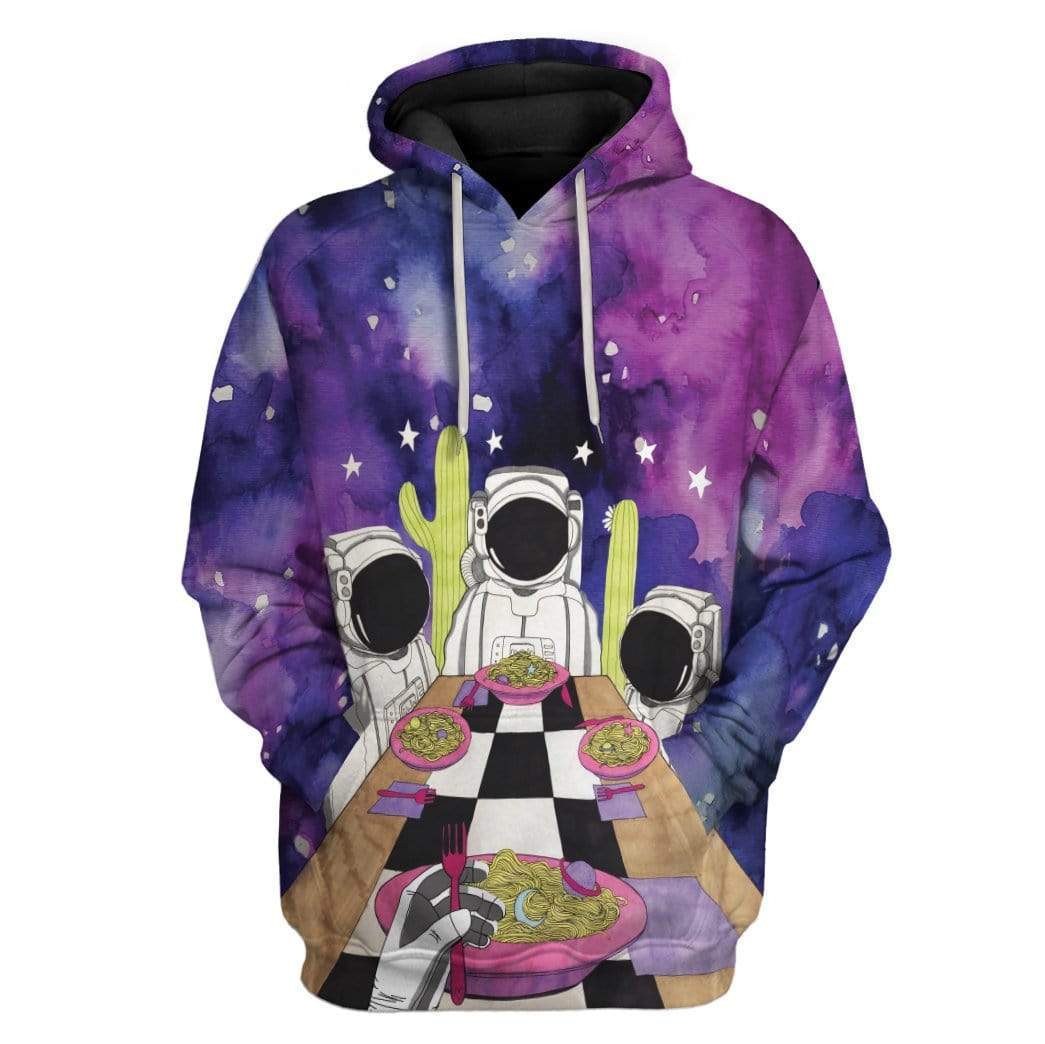 Gearhuman 3D Astronaut Family Dinner Custom T-Shirts Hoodies Apparel GL-TA1302206 3D Custom Fleece Hoodies Hoodie S 
