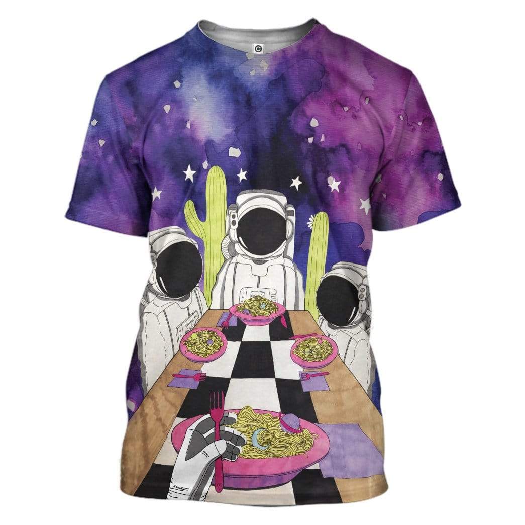 Gearhuman 3D Astronaut Family Dinner Custom T-Shirts Hoodies Apparel GL-TA1302206 3D Custom Fleece Hoodies T-Shirt S 