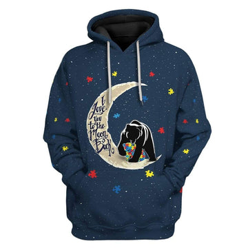 Gearhumans 3D Autism Mom I Love You To The Moon And Back Custom Hoodie Apparel