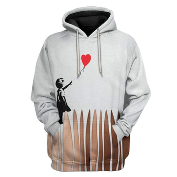 Gearhumans 3D Banksy Shredded Painting Girl With Balloon Sexy Halloween Girl Custom Hoodie Apparel