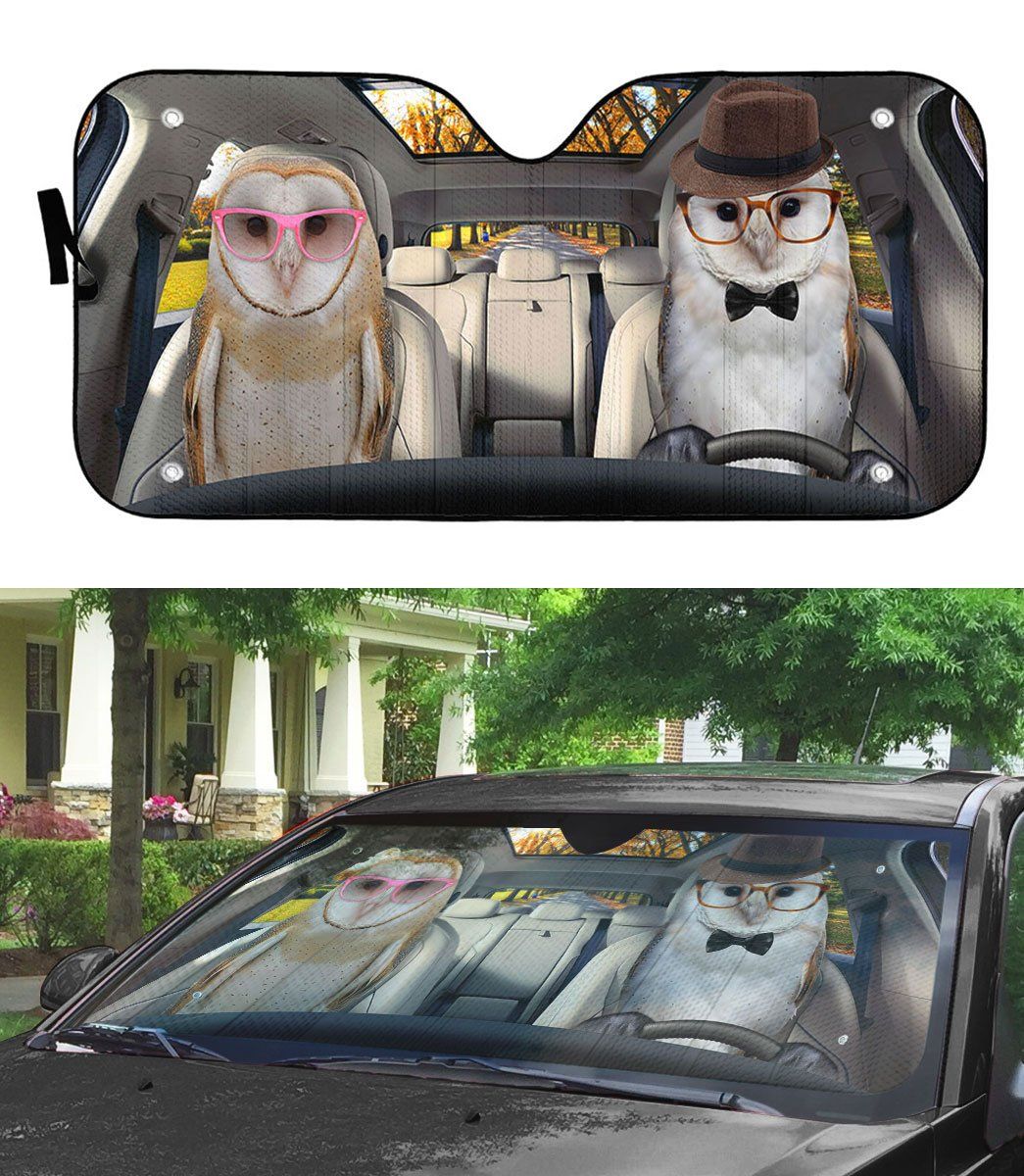 Gearhuman 3D Barn Owls Couple Auto Car Sunshade GV030319 Auto Sunshade