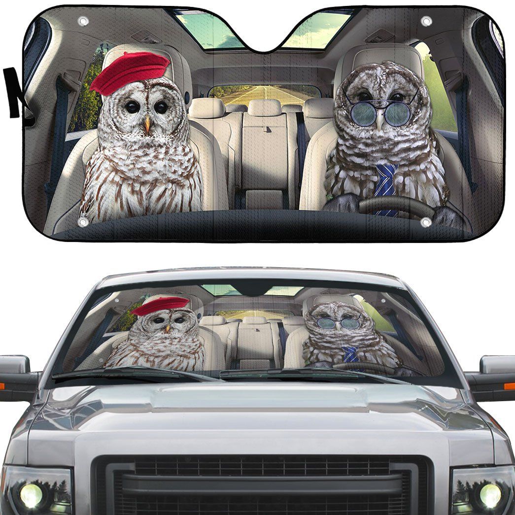 Gearhuman 3D Barred Owls Couple Auto Car Sunshade GV030320 Auto Sunshade