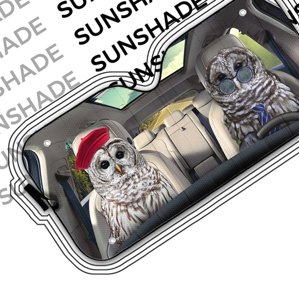 Gearhuman 3D Barred Owls Couple Auto Car Sunshade GV030320 Auto Sunshade