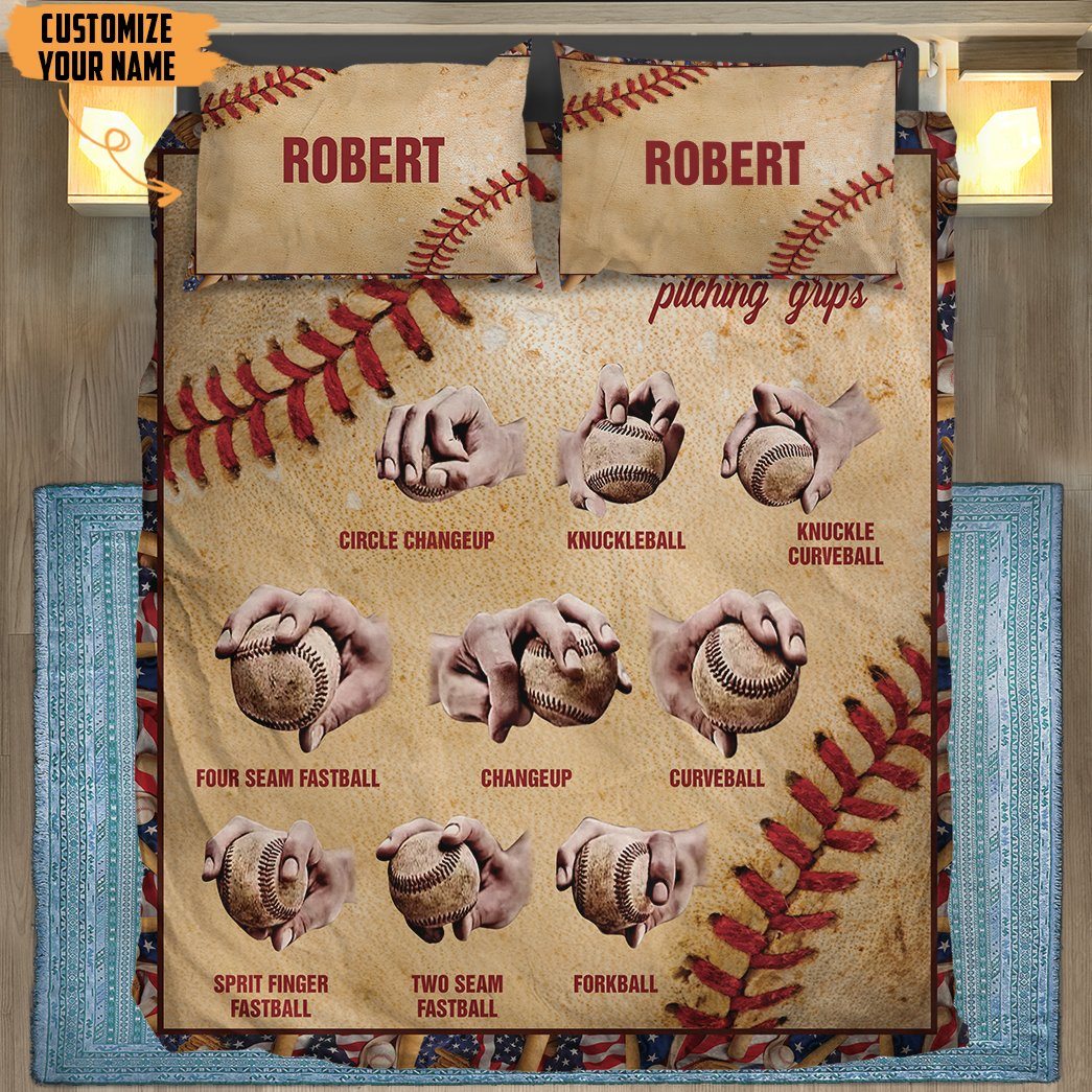 Gearhuman 3D Baseball Pitching Grips Custom Name Bedding Sets GB080311 Bedding Set