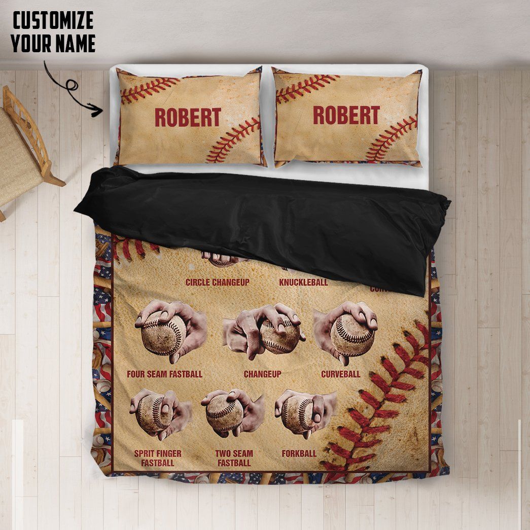 Gearhuman 3D Baseball Pitching Grips Custom Name Bedding Sets GB080311 Bedding Set