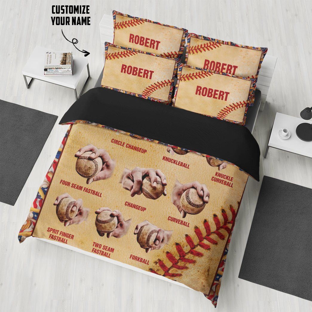 Gearhuman 3D Baseball Pitching Grips Custom Name Bedding Sets GB080311 Bedding Set