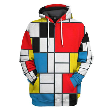 Gearhumans 3D Bauhaus Style Composition II in Red Yellow Blue Custom Hoodie Apparel