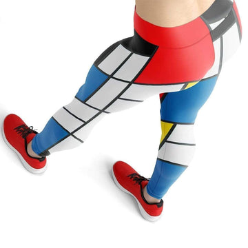 Gearhumans 3D Bauhaus Style Composition II in Red Yellow Blue Custom Legging