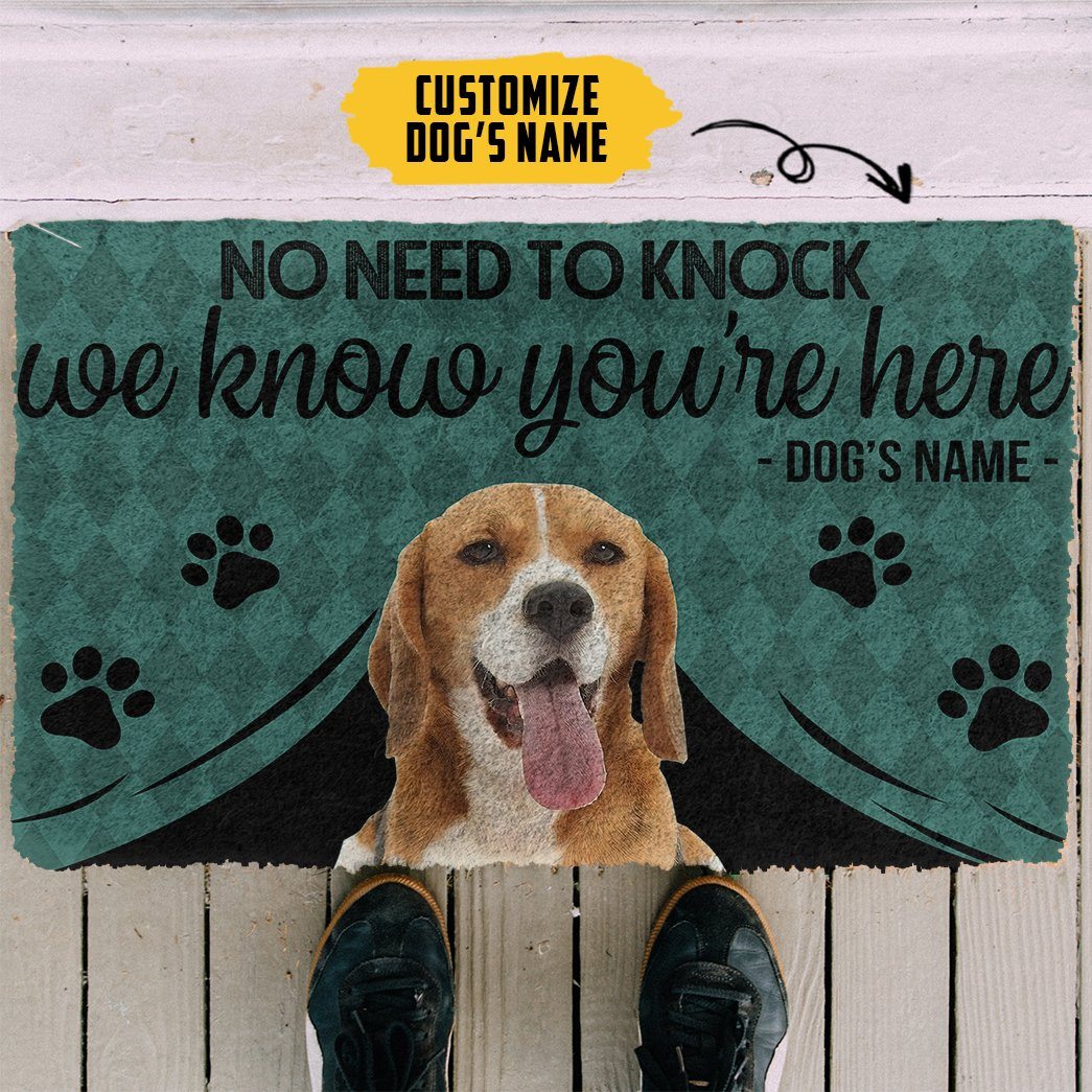 Gearhuman 3D Beagle We Know Youre Here Custom Name Doormat GW01022 Doormat