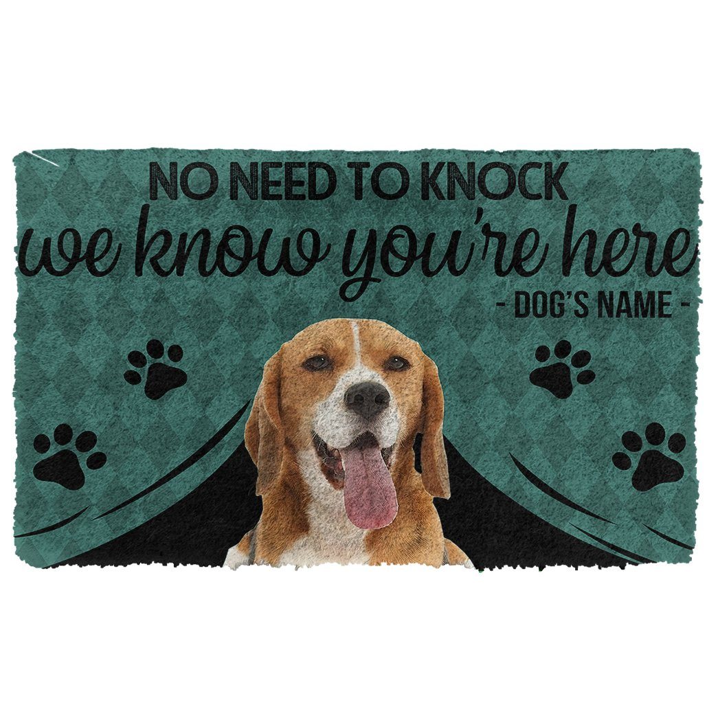 Gearhuman 3D Beagle We Know Youre Here Custom Name Doormat GW01022 Doormat Doormat S(15,8''x23,6'')