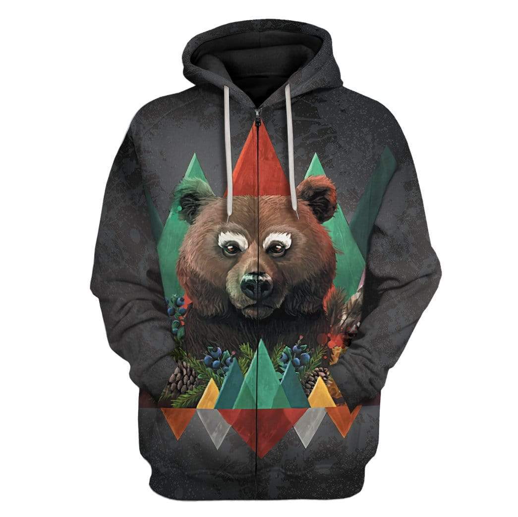 Gearhuman 3D Bear of Fall Custom T-Shirts Hoodies Apparel AN-AT1202206 3D Custom Fleece Hoodies Zip Hoodie S 