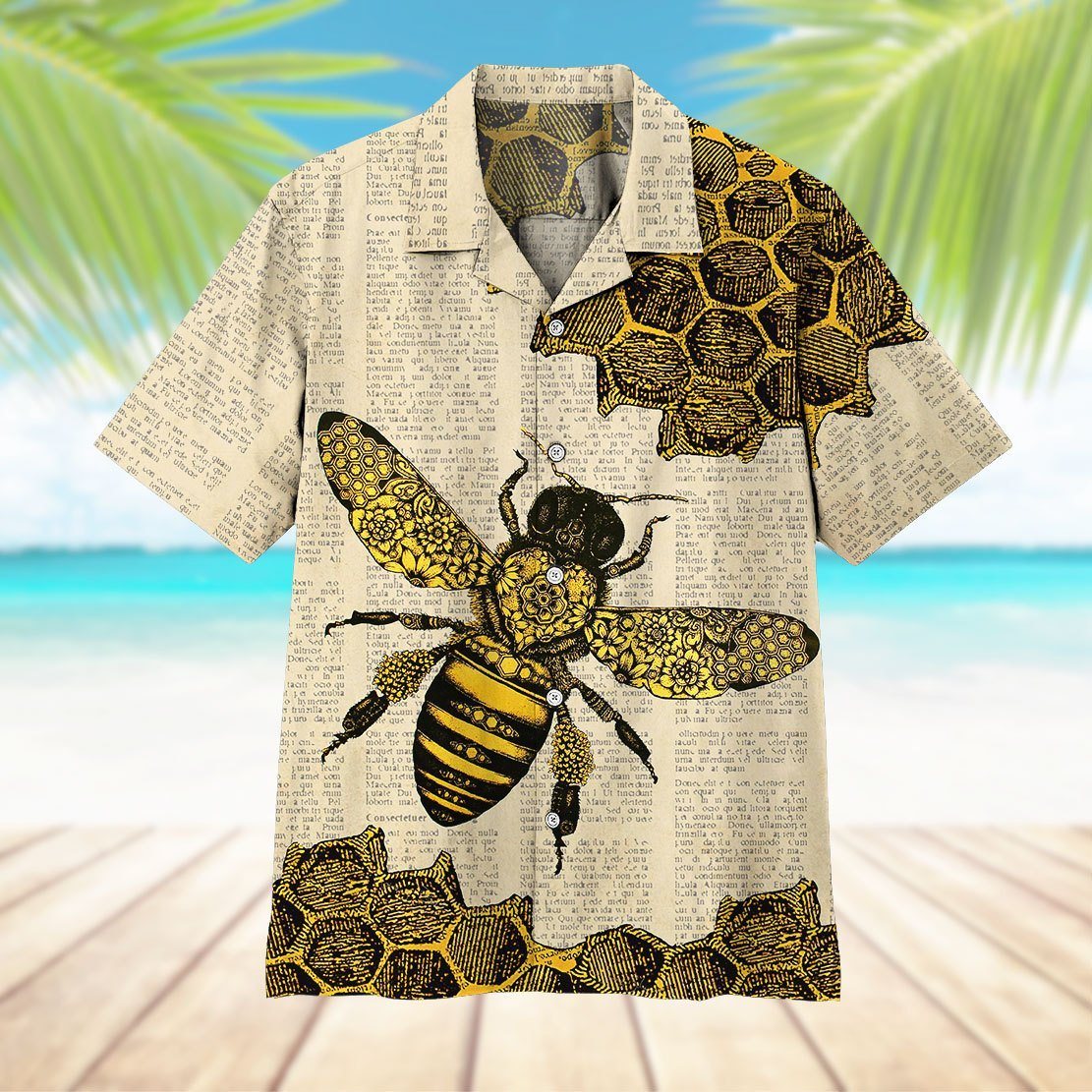 Gearhuman 3D Bee Hawaii Shirt ZK0406212 Hawai Shirt 