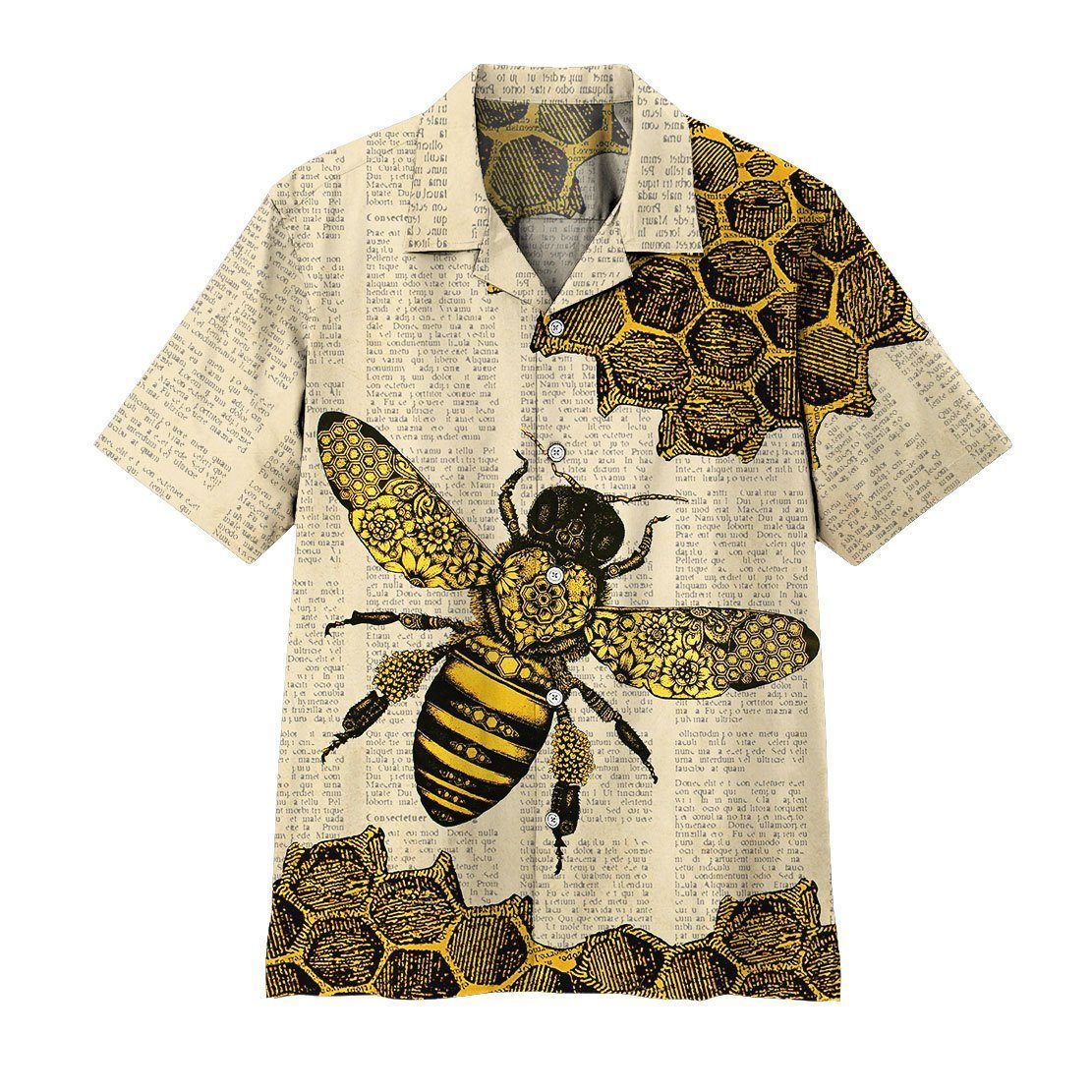 Gearhuman 3D Bee Hawaii Shirt ZK0406212 Hawai Shirt Short Sleeve Shirt S 
