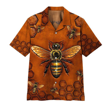 Gearhuman 3D Bee Hawaii Shirt ZZ0306211 Hawai Shirt Short Sleeve Shirt S 