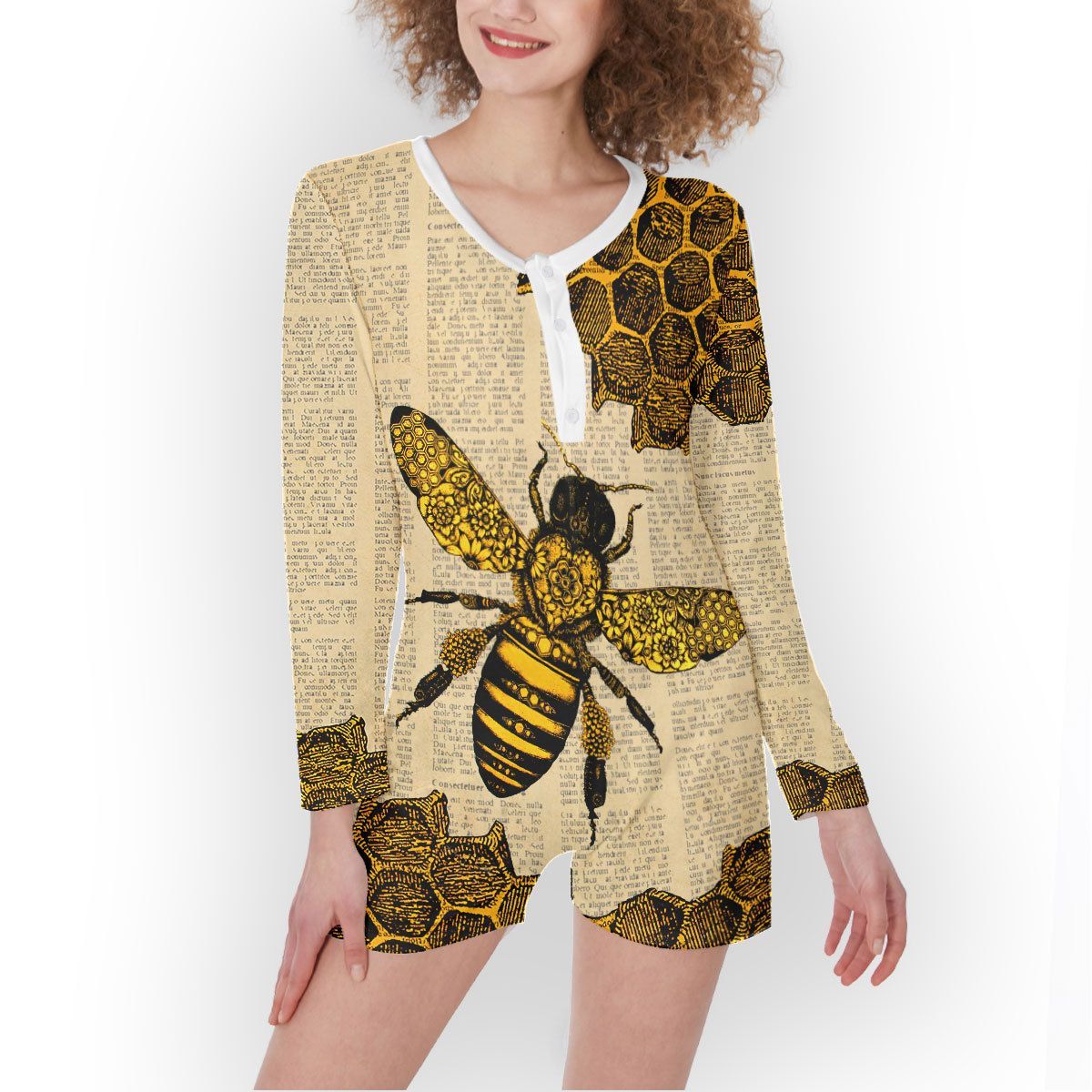 Gearhuman 3D Bee One Women Piece Pajamas ZK0207218 One piece women pajamas One piece women pajamas S 