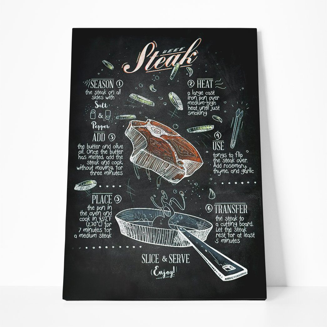 Gearhuman 3D Beef Steak Recipe Canvas GK26023 Canvas 1 Piece Non Frame M