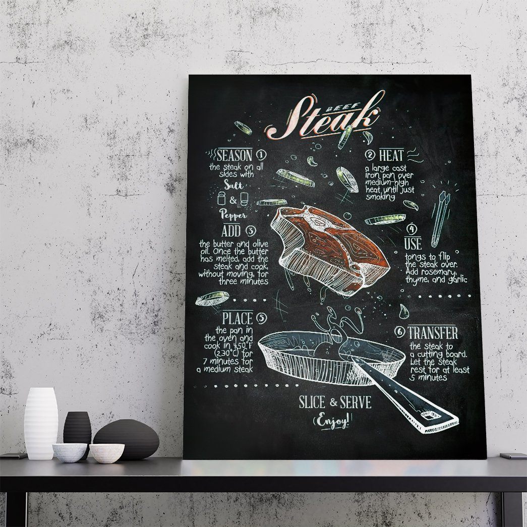 Gearhuman 3D Beef Steak Recipe Canvas GK26023 Canvas