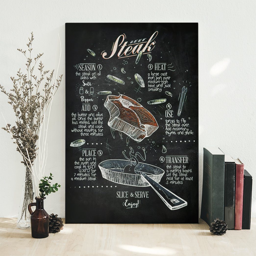 Gearhuman 3D Beef Steak Recipe Canvas GK26023 Canvas