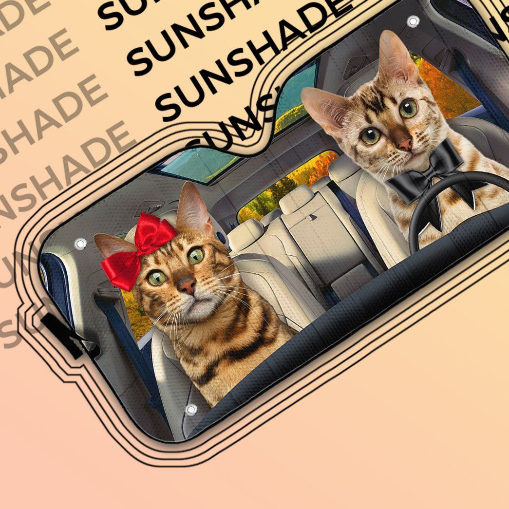 Gearhuman 3D Bengal Cat Couple Auto Car Sunshade GV01032 Auto Sunshade