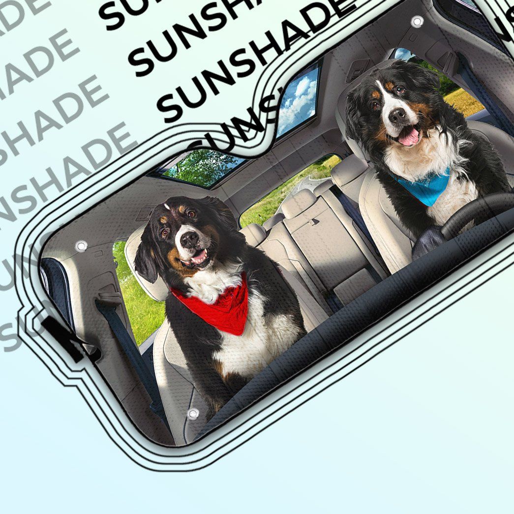 Gearhuman 3D Bernese Mountain Dog Couple Auto Car Sunshade GV01036 Auto Sunshade
