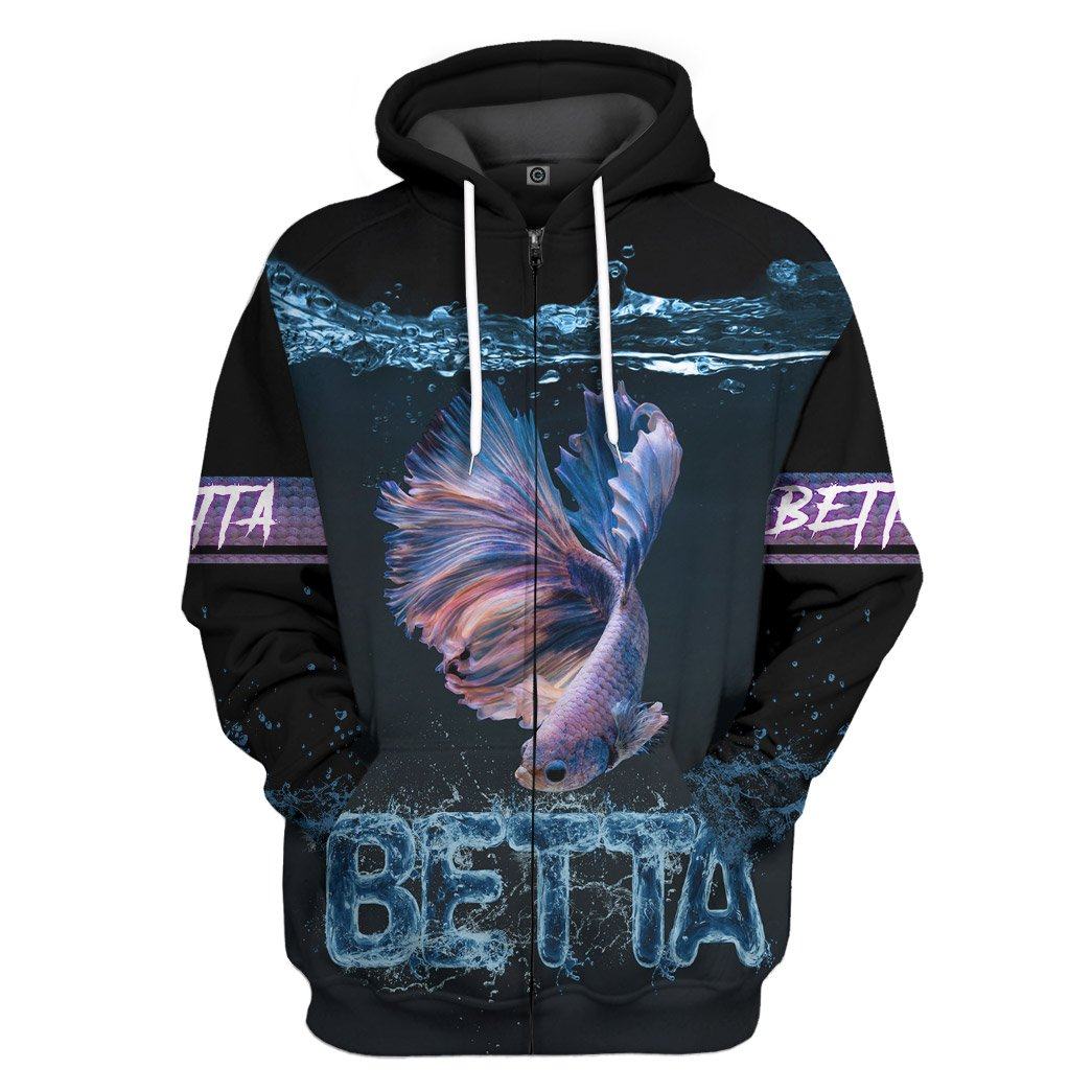 Gearhuman 3D Betta Custom Tshirt Hoodie Apparel GV171111 3D Apparel Zip Hoodie S 