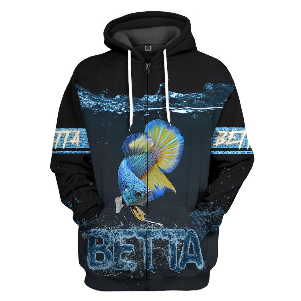 Gearhuman 3D Betta Lovers Custom Tshirt Hoodie Apparel GV171112 3D Apparel Zip Hoodie S 