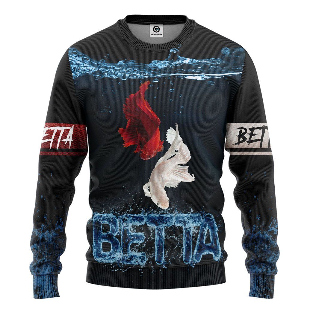 Gearhuman 3D Betta Loving Custom Tshirt Hoodie Apparel GV171114 3D Apparel Long Sleeve S 