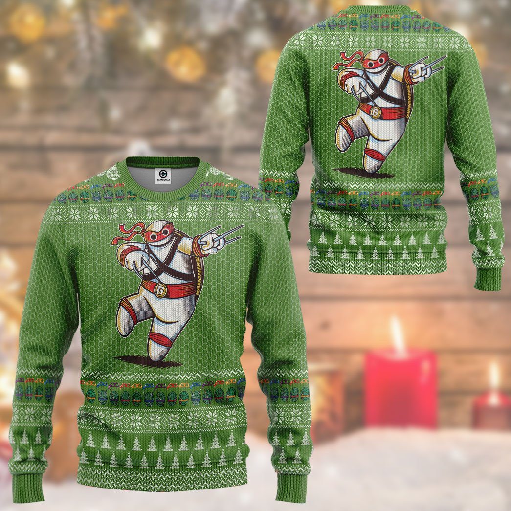 Gearhuman 3D Big Ninja 6 Ugly Christmas Sweater Custom Tshirt Hoodie Apparel GV02114 3D Apparel 