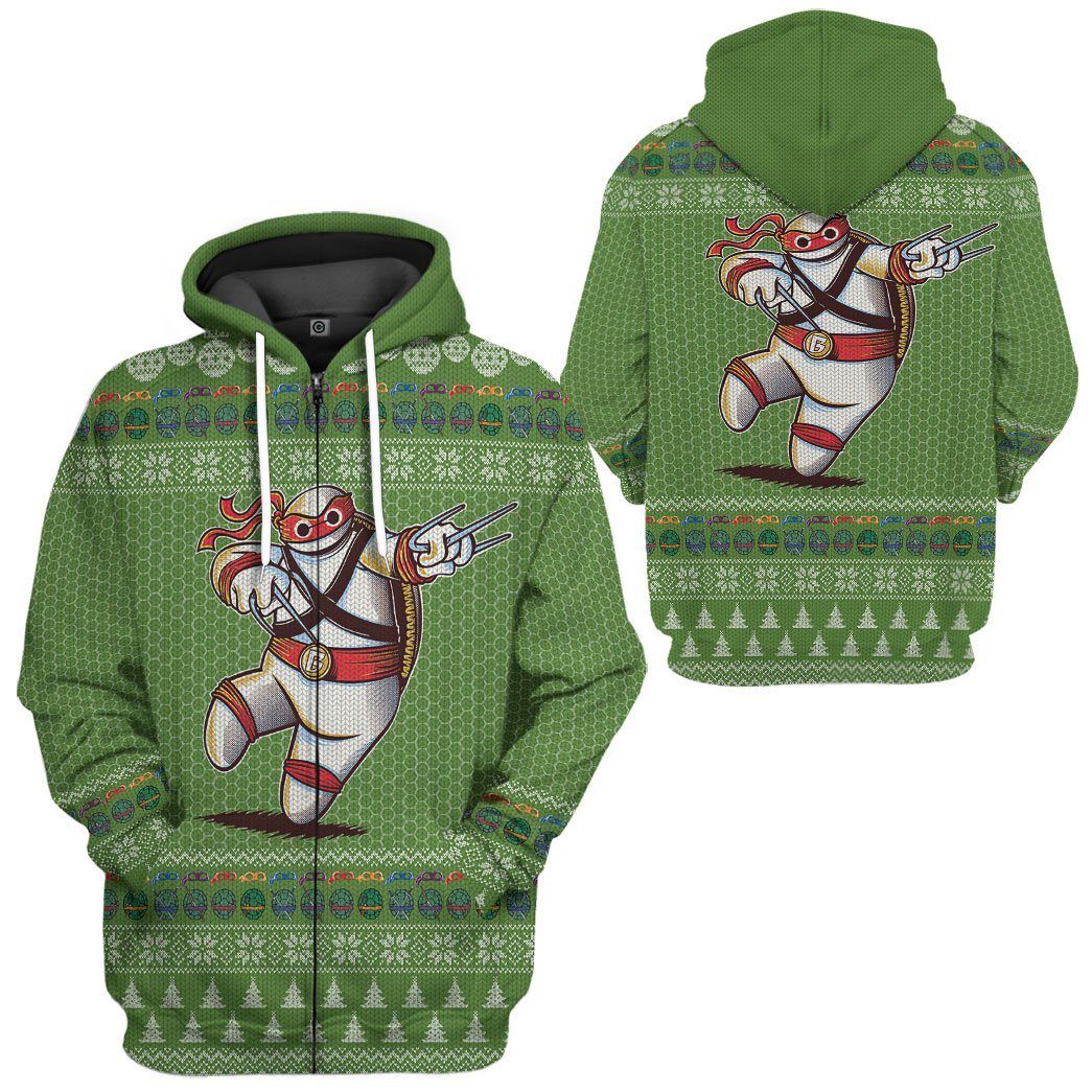 Gearhuman 3D Big Ninja 6 Ugly Christmas Sweater Custom Tshirt Hoodie Apparel GV02114 3D Apparel 