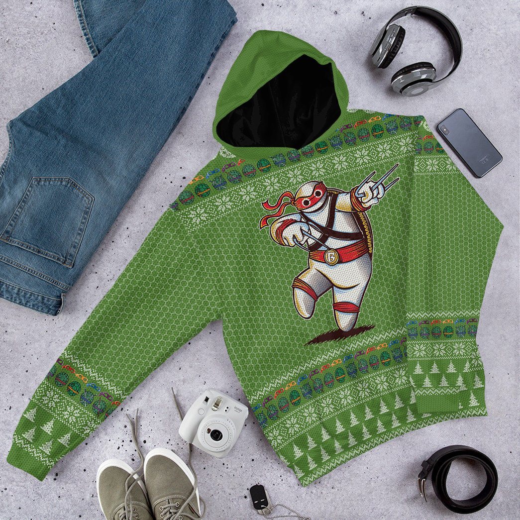 Gearhuman 3D Big Ninja 6 Ugly Christmas Sweater Custom Tshirt Hoodie Apparel GV02114 3D Apparel 