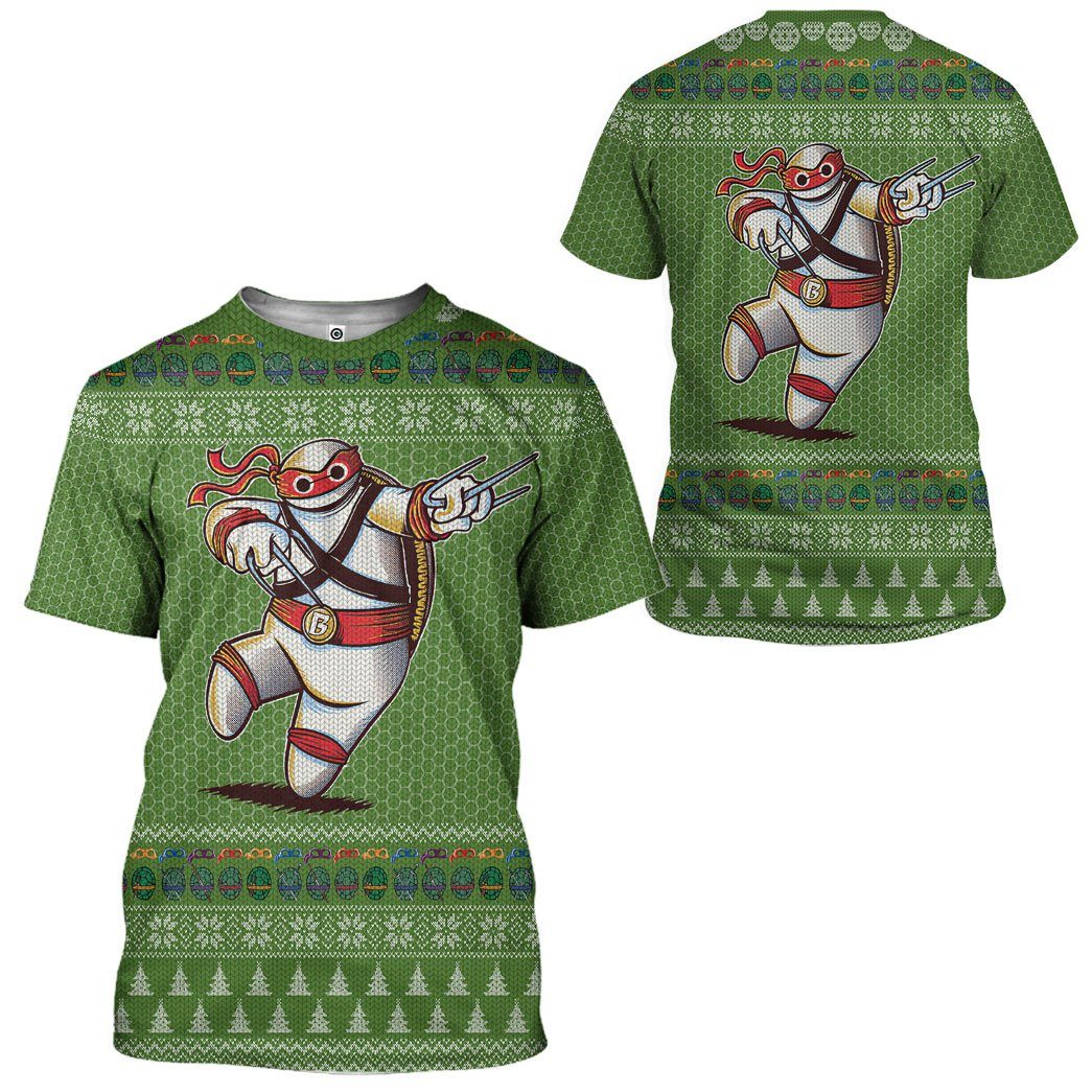 Gearhuman 3D Big Ninja 6 Ugly Christmas Sweater Custom Tshirt Hoodie Apparel GV02114 3D Apparel 