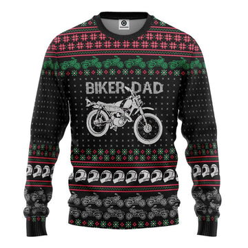 Gearhumans 3D Biker Dad Braaap Ugly Christmas Sweater Tshirt Hoodie Apparel