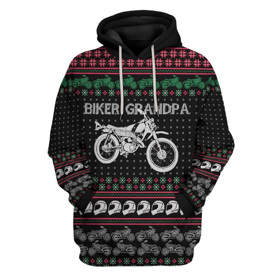 Gearhuman 3D Biker Grandpa Braaap Ugly Christmas Sweater Tshirt Hoodie Apparel GV281010 3D Apparel Hoodie S 