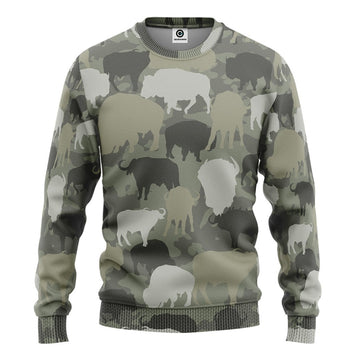 Gearhumans 3D Bison Camo Custom Tshirt Hoodie Apparel