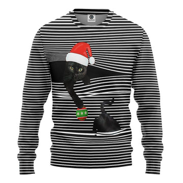 Gearhumans 3D Black cat at Christmas Custom Tshirt Apparel