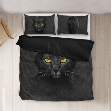 Gearhumans 3D Black Cat Custom Bedding Set