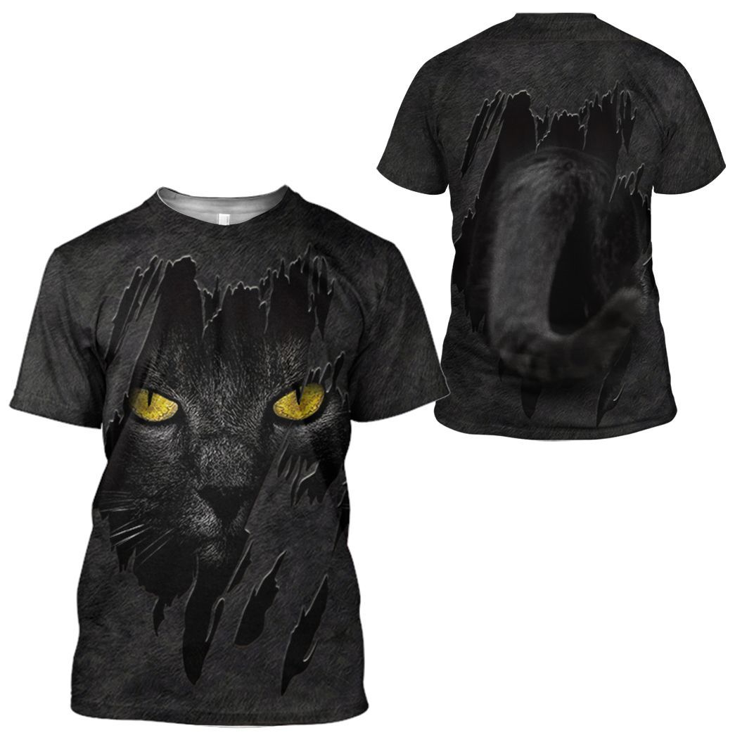 Gearhuman 3D Black Cat Fleece Tshirt Hoodie Apparel ZZ0807211 3D Apparel 