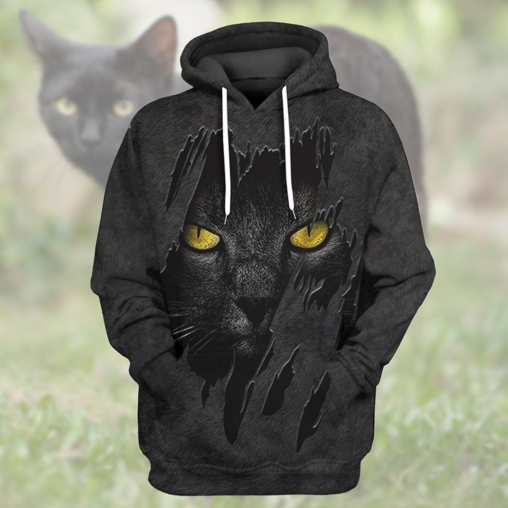 Gearhuman 3D Black Cat Fleece Tshirt Hoodie Apparel ZZ0807211 3D Apparel 