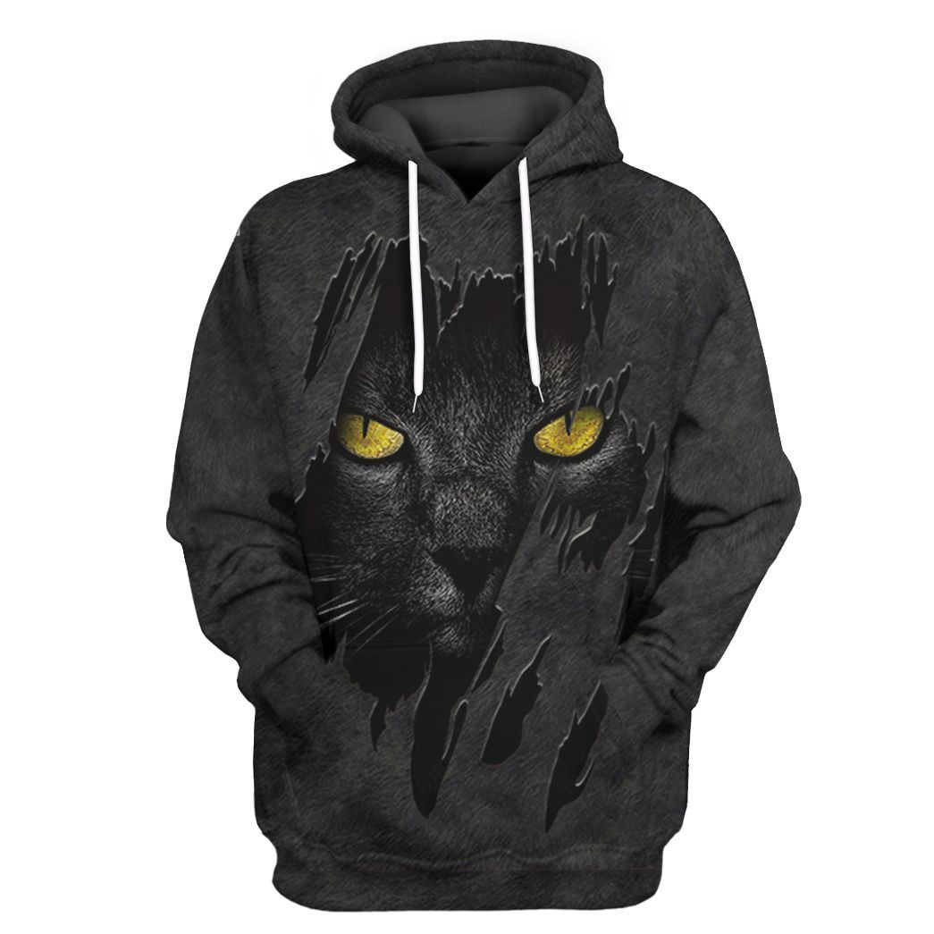 Gearhuman 3D Black Cat Fleece Tshirt Hoodie Apparel ZZ0807211 3D Apparel Hoodie S 