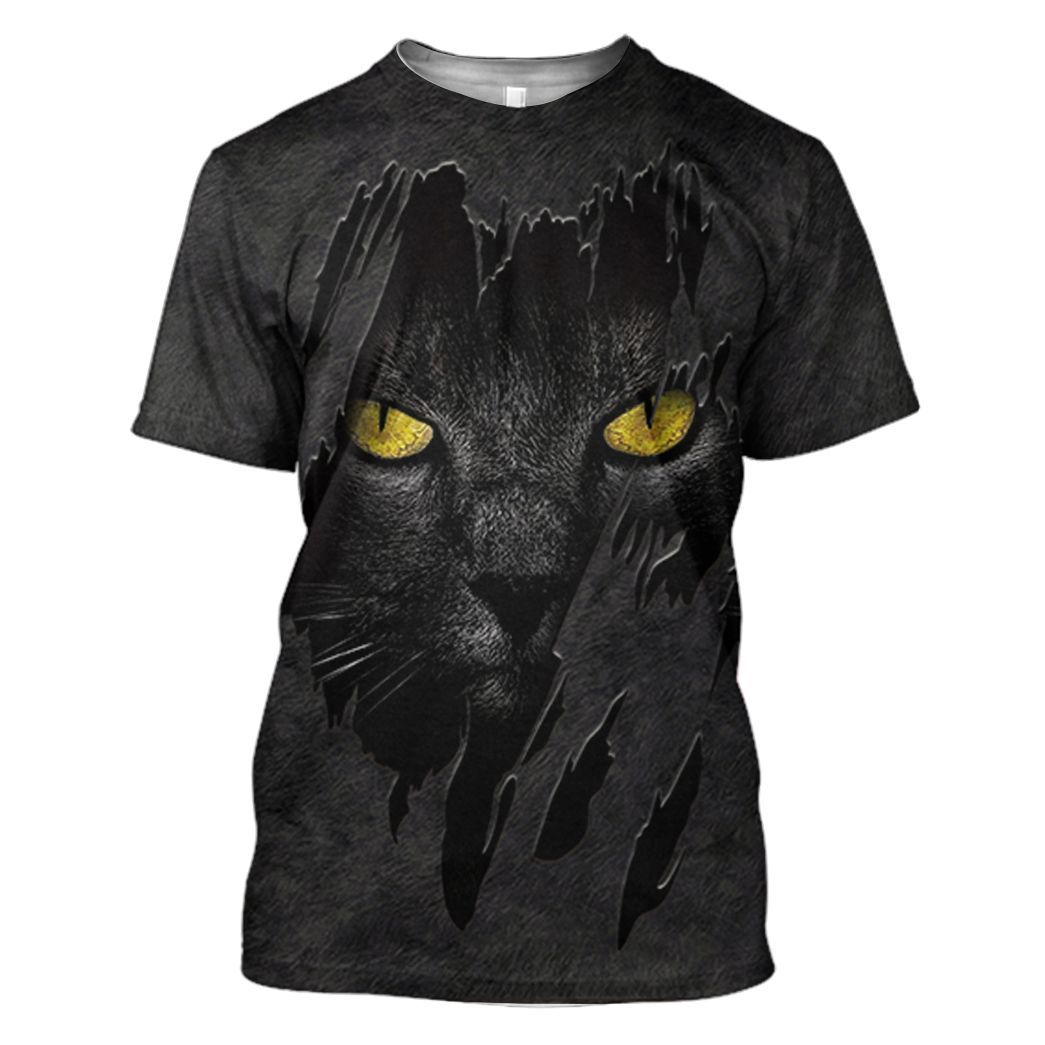 Gearhuman 3D Black Cat Fleece Tshirt Hoodie Apparel ZZ0807211 3D Apparel T-Shirt S 