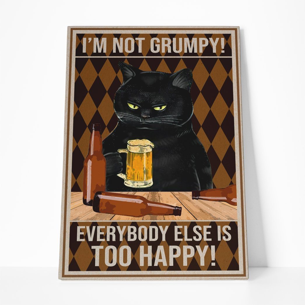 Gearhuman 3D Black Cat Grumpy Custom Canvas GB150113 Canvas 1 Piece Non Frame M