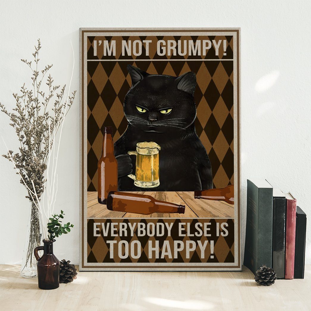 Gearhuman 3D Black Cat Grumpy Custom Canvas GB150113 Canvas 