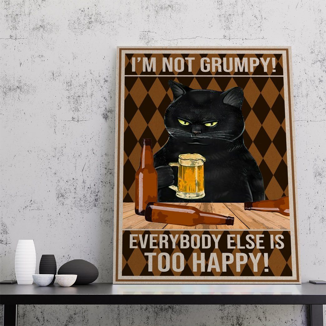 Gearhuman 3D Black Cat Grumpy Custom Canvas GB150113 Canvas 