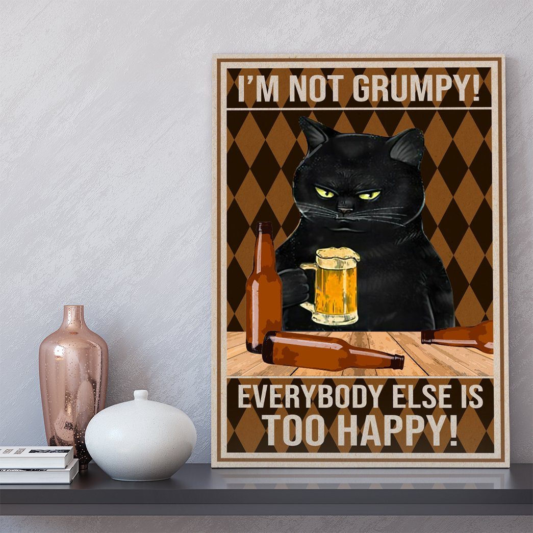 Gearhuman 3D Black Cat Grumpy Custom Canvas GB150113 Canvas 