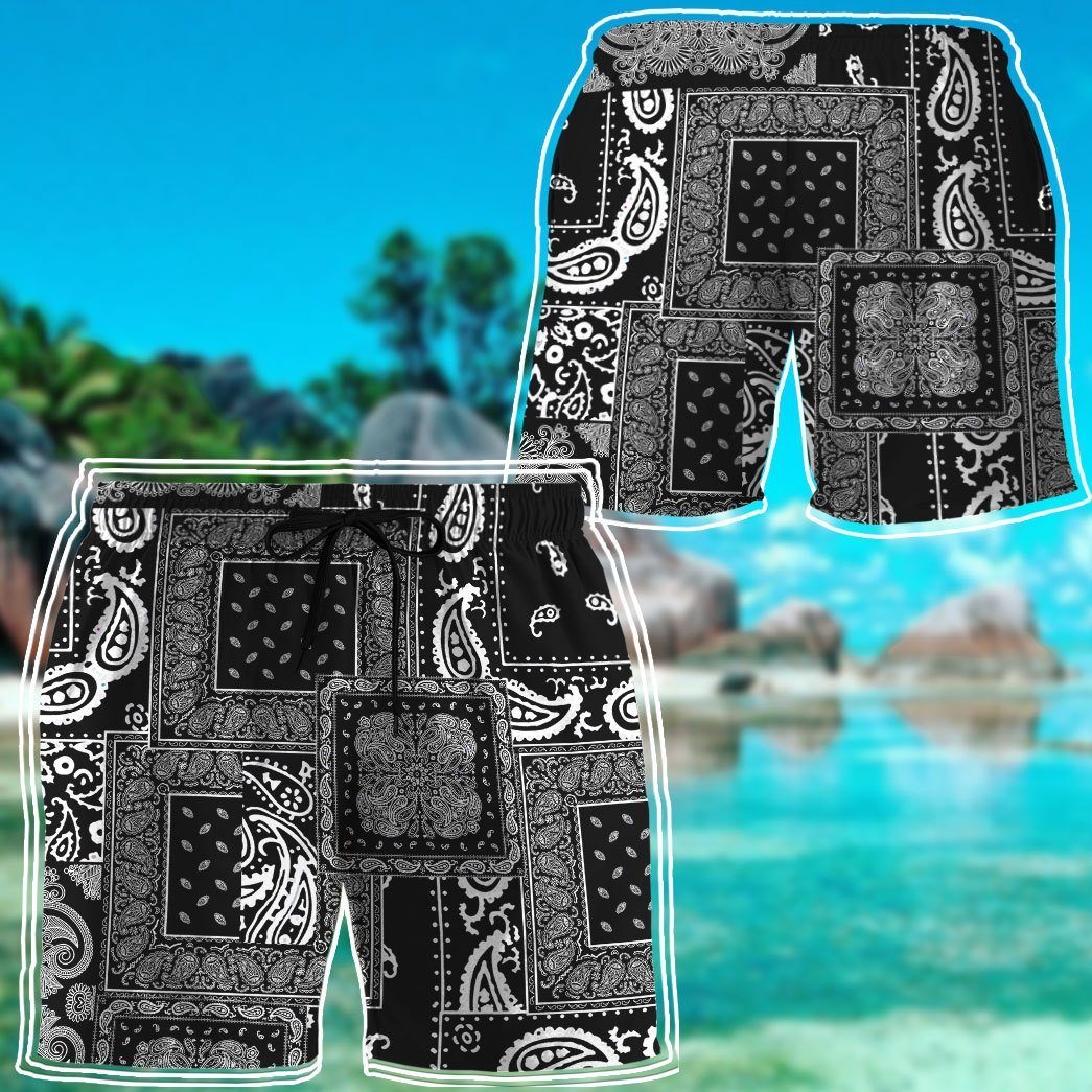 Gearhuman 3D Black Multiple Paisley Bandanas Shorts ZK3105214 Men Shorts 